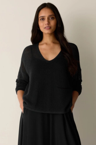 Organic Linen Cotton V-Neck Box-Top