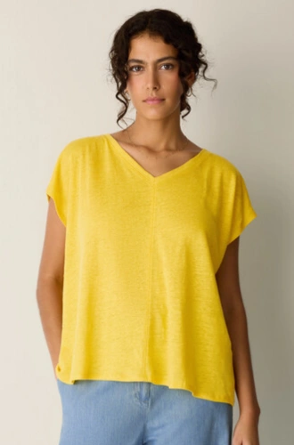 Organic Linen Jersey V-Neck Tee