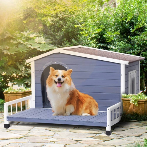Extra Large Wooden Dog House with Terrace